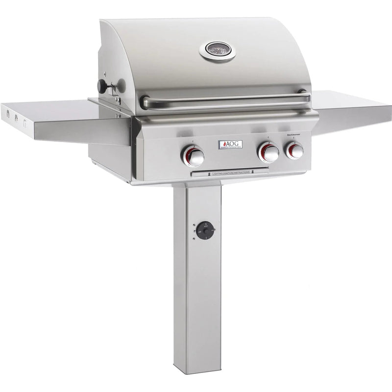 American Outdoor Grill T-Series 24-Inch 2-Burner Natural Gas Grill On In-Ground Post