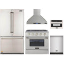 Kucht 5-Piece Appliance Package - 30-Inch Gas Range, Refrigerator, Wall Mount Hood, Dishwasher, & Microwave Drawer in Stainless Steel - MyBBQDirect