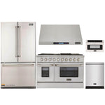 Kucht 5-Piece Appliance Package - 48-Inch Gas Range, Refrigerator, Under Cabinet Hood, Dishwasher, & Microwave Drawer in Stainless Steel - MyBBQDirect