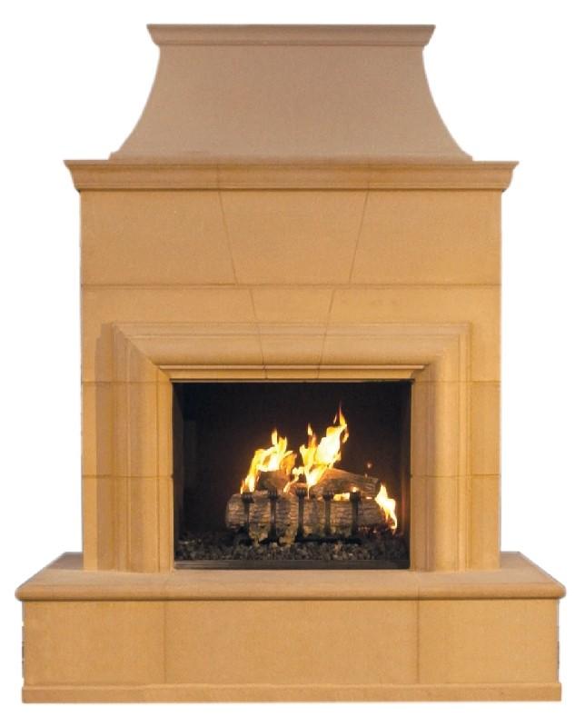 American Fyre Designs 022-20-A-CB-LUC 95 Inch Vented Free-Standing Outdoor Cordova Fireplace, 16 Inch Rectangle Bullnose, Hearth and Body