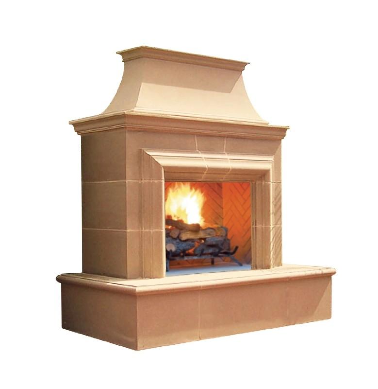 American Fyre Designs 023-20-N-CB-RUC 82 Inch Vented Free-Standing Outdoor Reduced Cordova Fireplace, 16 Inch Rectangle Bullnose, No Recess