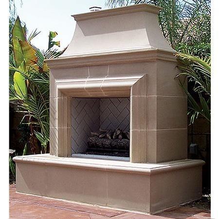 American Fyre Designs 023-35-N-CB-LBC 82 Inch Vented Free-Standing Outdoor Reduced Cordova Fireplace, 110 Inch Rectangle Extended, No Recess