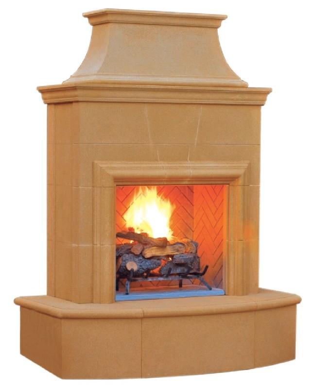 American Fyre Designs 65" Petite Cordova Vented Gas Fireplace with 113” Extended Bullnose Hearth No Recess 025-05-N-CB-RBC