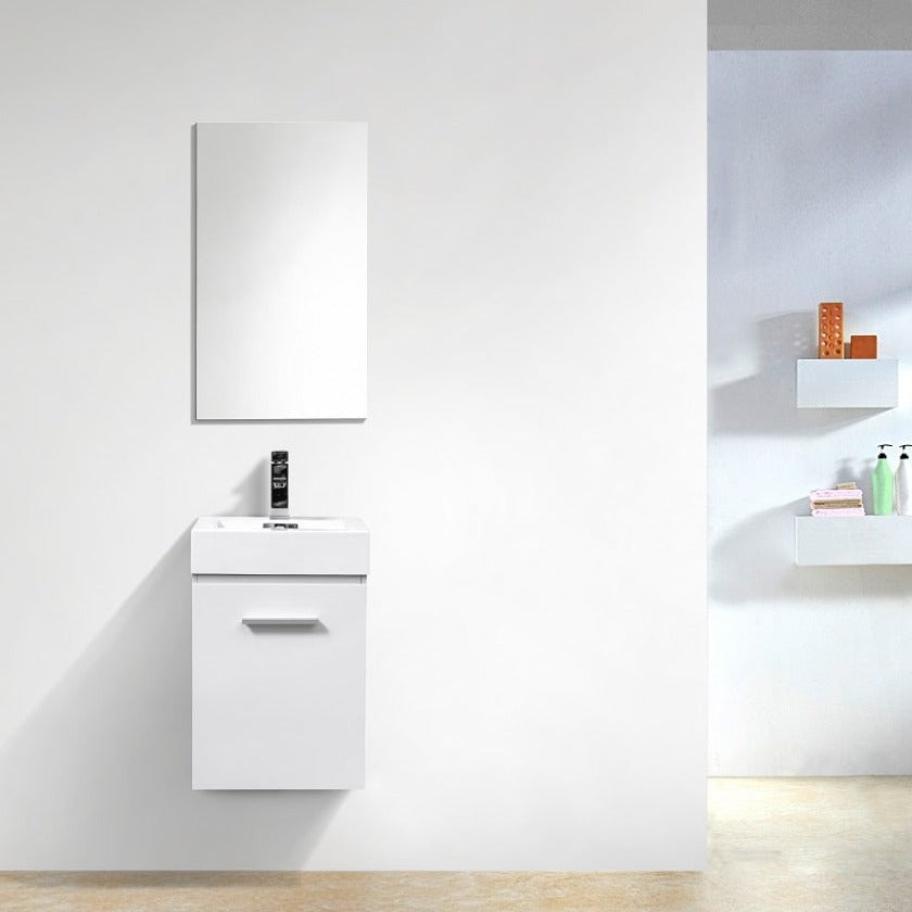 Bliss 16" High Gloss White Wall Mount Modern Bathroom Vanity BSL16-GW