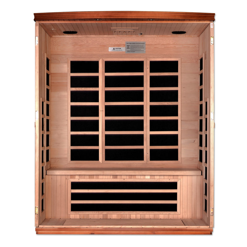 Golden Designs Dynamic Lugano 3-person Ultra Low EMF (Under 3MG) FAR Infrared Sauna (Canadian Hemlock) - DYN-6336-02 Elite