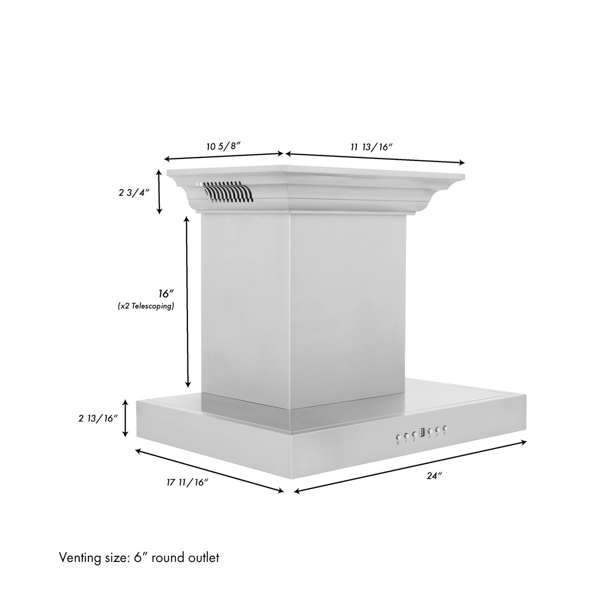 ZLINE Wall Mount Range Hood In Stainless Steel With Built-In ZLINE CrownSound® Bluetooth Speakers (KECRN-BT) - MyBBQDirect