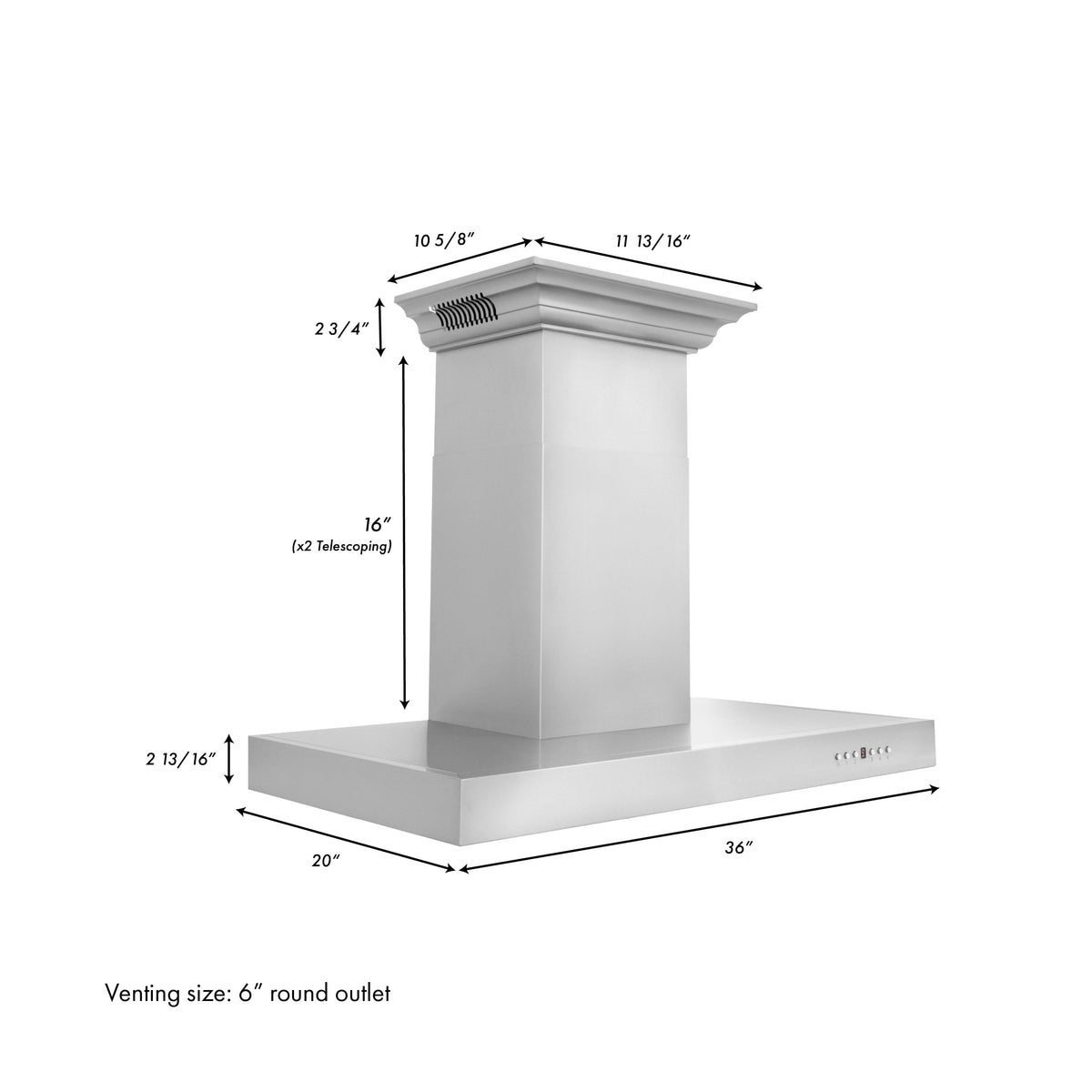 ZLINE Wall Mount Range Hood In Stainless Steel With Built-In ZLINE CrownSound® Bluetooth Speakers (KECRN-BT) - MyBBQDirect