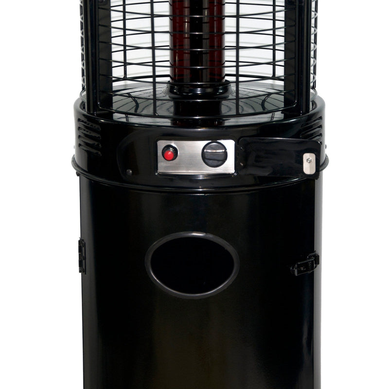 RADtec 80" Ellipse Flame Propane Patio Heater - Black with Ruby Glass 80-ELL-FLM-HT