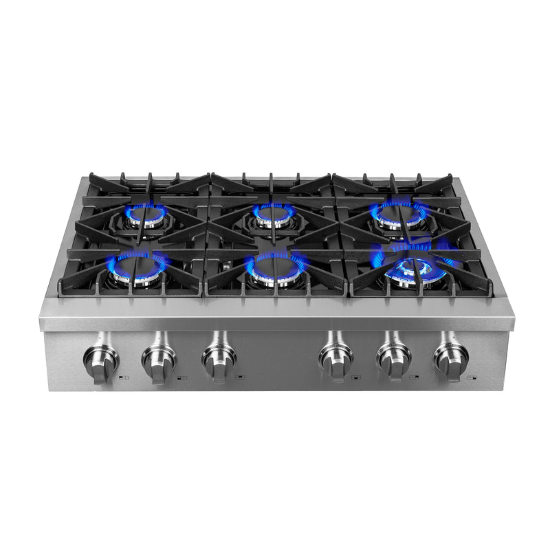 Forno 36″ Gas Rangetop ALTA QUALITA Pro-Style 6 Sealed Burners - FCTGS5737-36