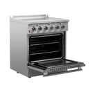 Forno 5-Piece Appliance Package - 30-Inch Electric Range, Wall Mount Range Hood, French Door Refrigerator, Dishwasher, and Microwave Drawer in Stainless Steel