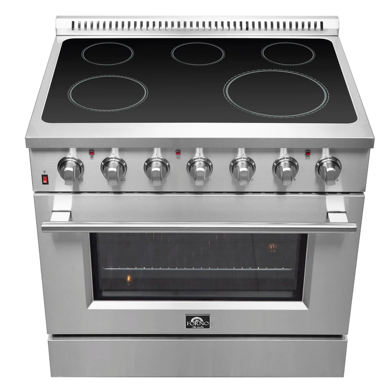 Forno 3-Piece Appliance Package - 36-Inch Electric Range, Pro-Style Refrigerator, and Dishwasher in Stainless Steel