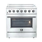 Forno 4-Piece Appliance Package - 36-Inch Electric Range, French Door Refrigerator, Dishwasher, and Microwave Oven in Stainless Steel