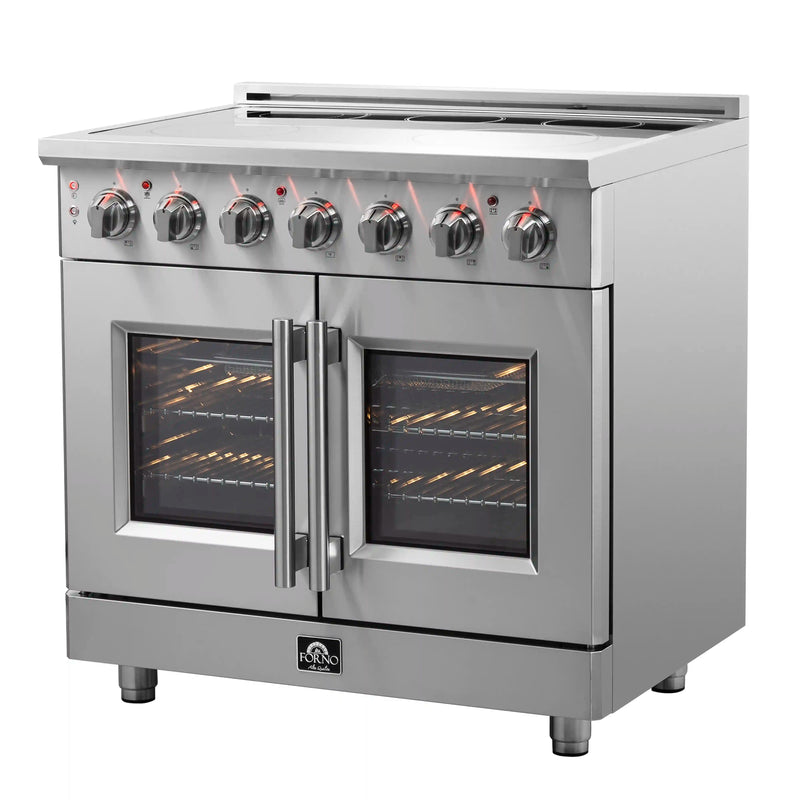 Forno Massimo 36-Inch Freestanding French Door Electric Range in Stainless Steel (FFSEL6955-36)
