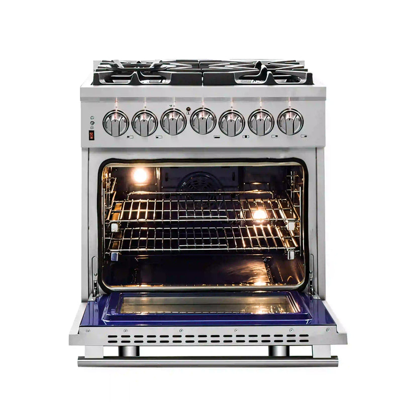 Forno Massimo 30-Inch Freestanding Dual Fuel Range in Stainless Steel (FFSGS6125-30)