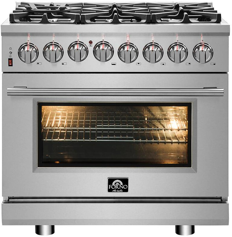 Forno Massimo 36-Inch Freestanding Dual Fuel Range in Stainless Steel (FFSGS6125-36)