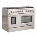 Forno 2-Piece Appliance Package - 48-Inch Gas Range with Air Fryer & 56-Inch Pro-Style Refrigerator in Stainless Steel