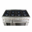 Forno 2-Piece Appliance Package - 48-Inch Gas Range with Air Fryer & 56-Inch Pro-Style Refrigerator in Stainless Steel