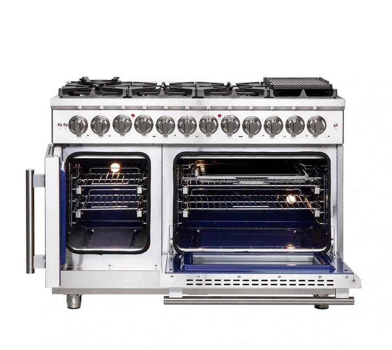 Forno Massimo 48-Inch Freestanding French Door Dual Fuel Range in Stainless Steel (FFSGS6325-48)