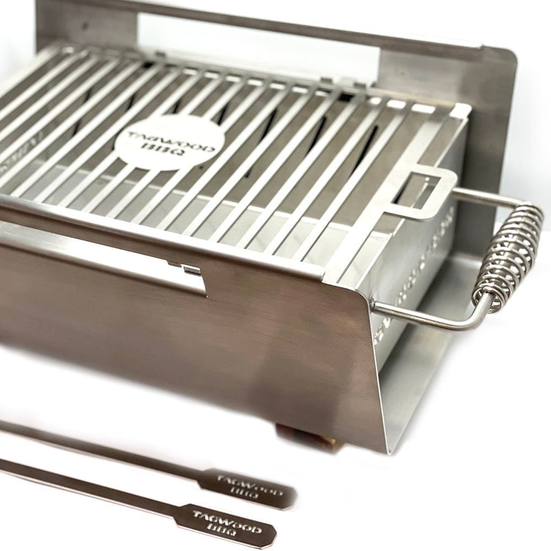 Tagwood BBQ Table Top Warming Brazier | Stainless steel and Acacia wood | BBQ07SS-