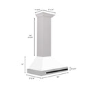 ZLINE 30 in. Autograph Edition Fingerprint Resistant Stainless Steel Range Hood with White Matte Shell and Accented Handle (KB4SNZ-WM30)