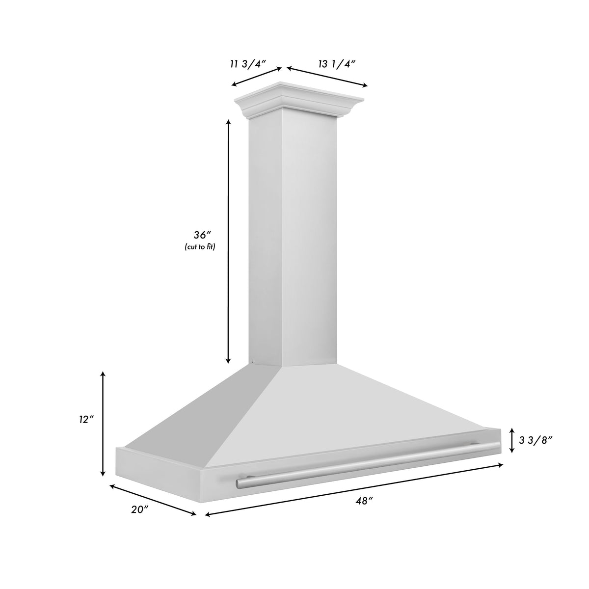 ZLINE 48 in. Stainless Steel Range Hood with Stainless Steel Handle and Colored Shell Options (KB4STX-48) - MyBBQDirect