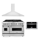 ZLINE 48 in. Kitchen Package with Stainless Steel Dual Fuel Range, Convertible Vent Range Hood and Microwave Drawer (3KP-RARH48-MW) - MyBBQDirect