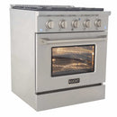 Kucht 5-Piece Appliance Package - 30-Inch Dual Fuel Range, Refrigerator, Wall Mount Hood, Dishwasher, & Microwave Oven in Stainless Steel - MyBBQDirect
