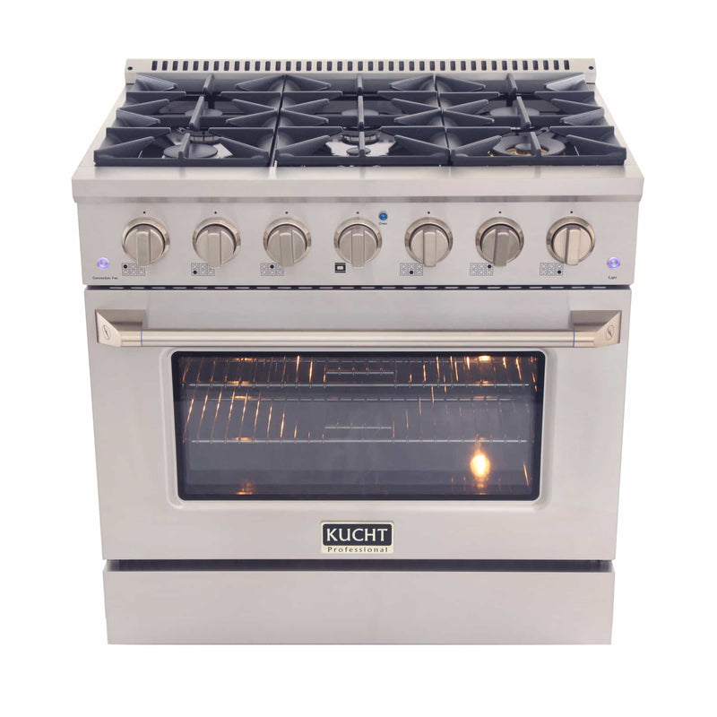 Kucht 36-Inch Pro-Style Dual Fuel Range in Stainless Steel (KDF362-S)