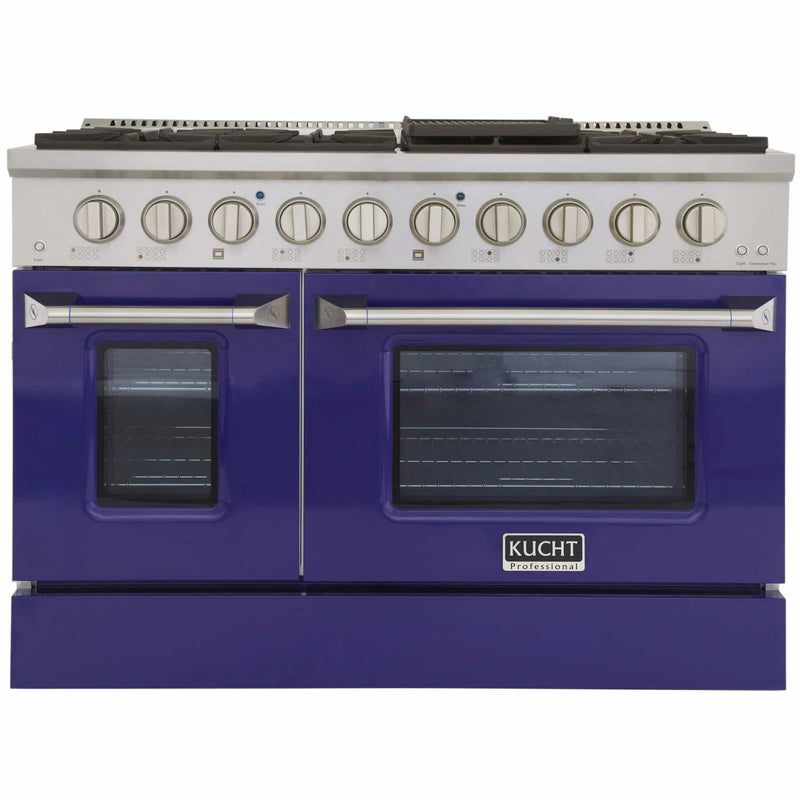 Kucht 48-Inch Pro-Style Dual Fuel Range in Stainless Steel with Blue Oven Door (KDF482-B)