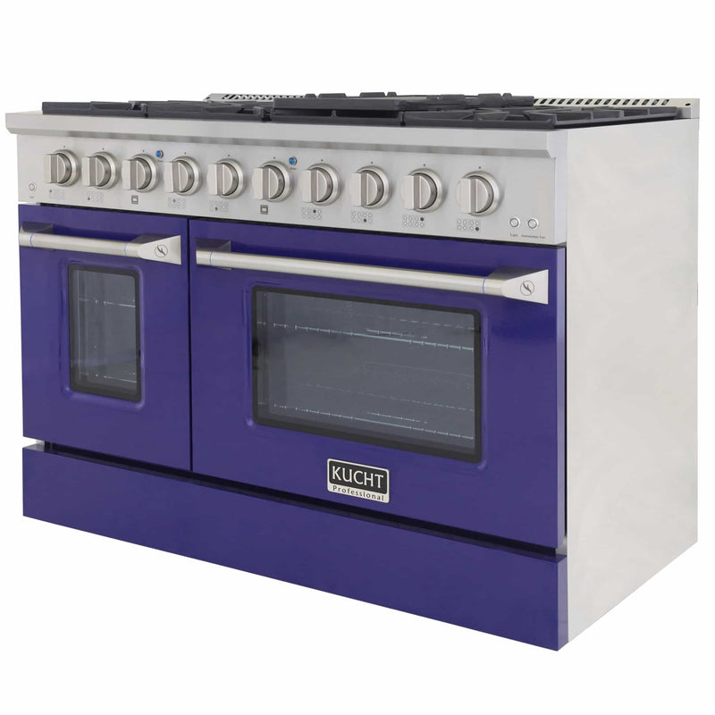 Kucht 48-Inch Pro-Style Dual Fuel Range in Stainless Steel with Blue Oven Door (KDF482-B)