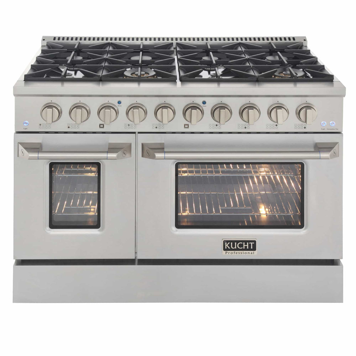 Kucht 5-Piece Appliance Package - 48-Inch Dual Fuel Range, Refrigerator, Under Cabinet Hood, Dishwasher, & Microwave Drawer in Stainless Steel - MyBBQDirect