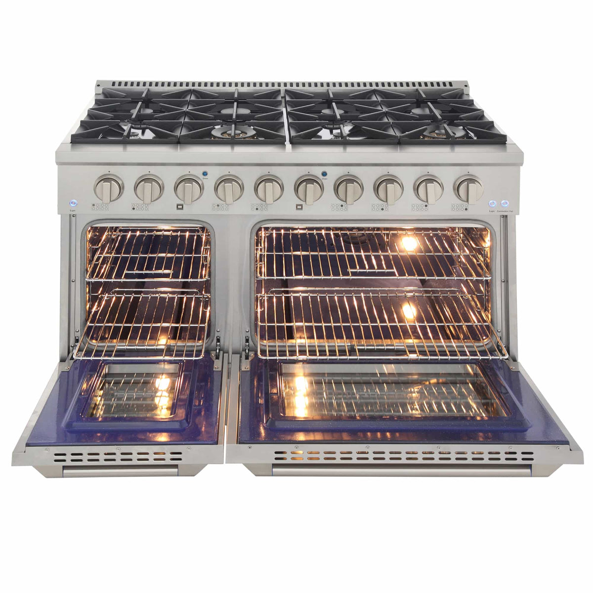 Kucht 5-Piece Appliance Package - 48-Inch Dual Fuel Range, Refrigerator, Under Cabinet Hood, Dishwasher, & Microwave Drawer in Stainless Steel - MyBBQDirect