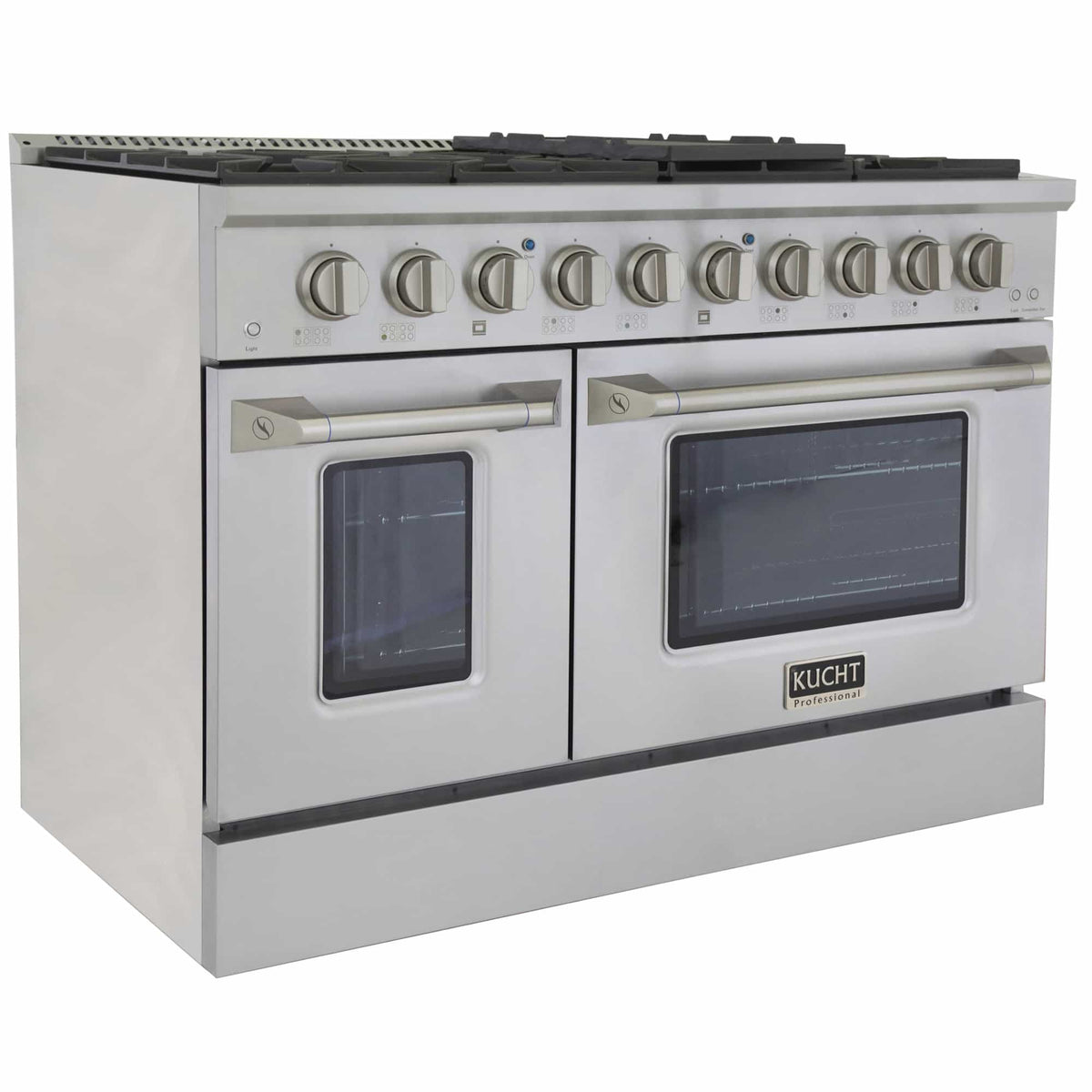 Kucht 5-Piece Appliance Package - 48-Inch Dual Fuel Range, Refrigerator, Under Cabinet Hood, Dishwasher, & Microwave Drawer in Stainless Steel - MyBBQDirect