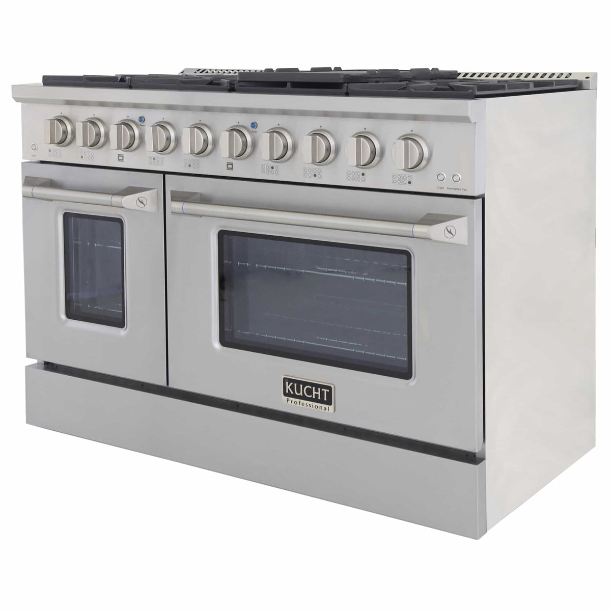 Kucht 5-Piece Appliance Package - 48-Inch Dual Fuel Range, Refrigerator, Under Cabinet Hood, Dishwasher, & Microwave Drawer in Stainless Steel - MyBBQDirect