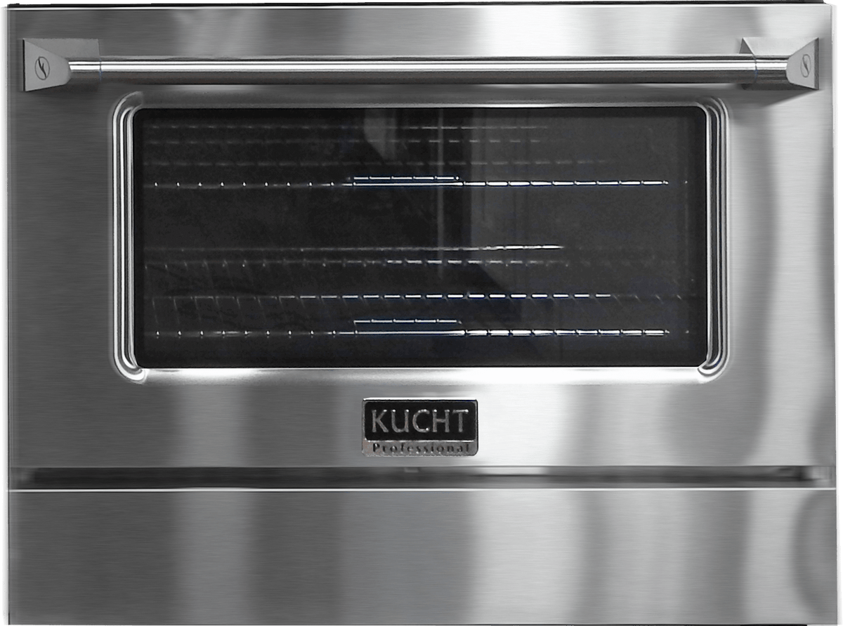 Kucht 5-Piece Appliance Package - 30-Inch Dual Fuel Range, Refrigerator, Wall Mount Hood, Dishwasher, & Microwave Oven in Stainless Steel - MyBBQDirect