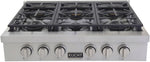 Kucht 36-Inch 6 Burner Gas Rangetop in Stainless Steel with Silver Accents (KFX369T-S) - MyBBQDirect