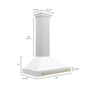 ZLINE 36 in. Autograph Edition Range Hood in Fingerprint Resistant Stainless Steel with White Matte Shell and Accented Handle (KB4SNZ-WM36)