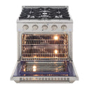 Kucht 5-Piece Appliance Package - 30-Inch Dual Fuel Range, Refrigerator, Wall Mount Hood, Dishwasher, & Microwave Oven in Stainless Steel - MyBBQDirect