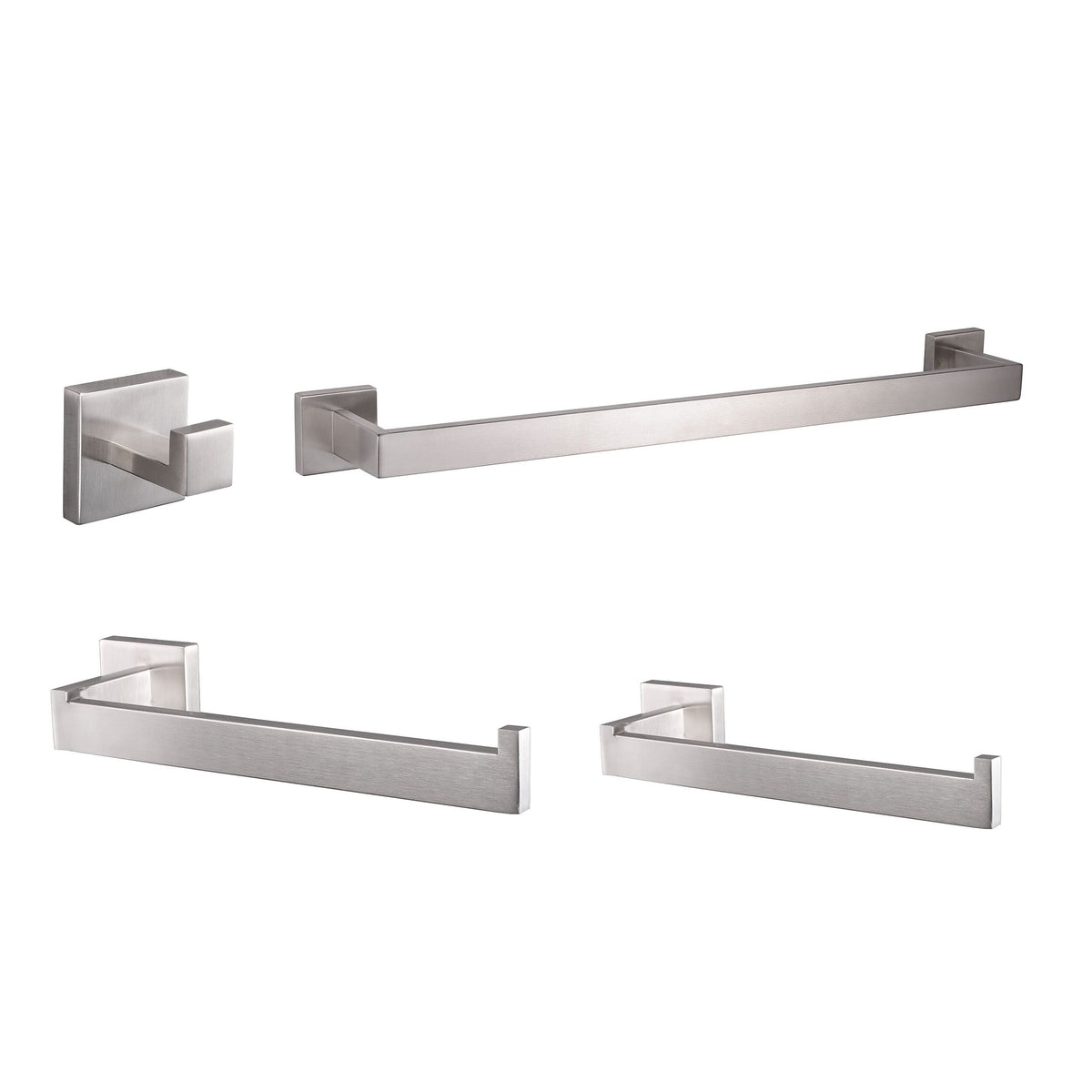 Lexora Bagno Lucido 4-Piece Bathroom Accessory Set - Satin Nickel LAS14152SN - MyBBQDirect
