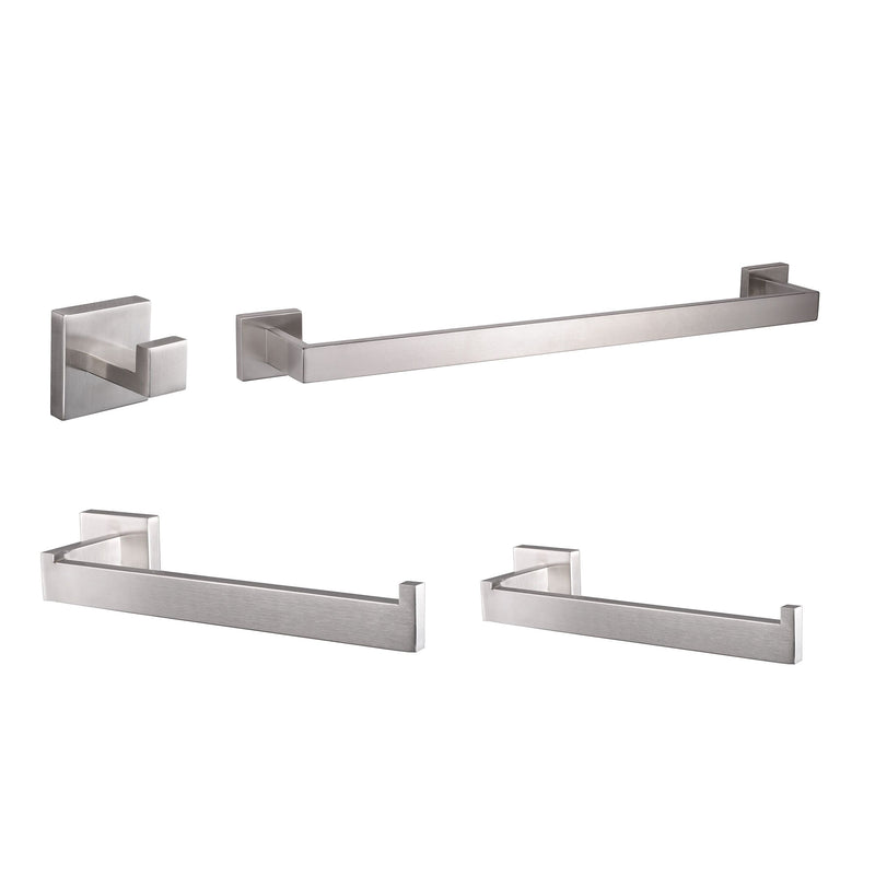 Lexora Bagno Lucido 4-Piece Bathroom Accessory Set - Satin Nickel LAS14152SN