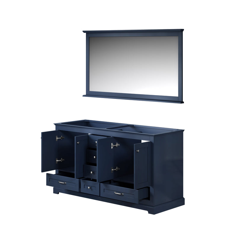 Lexora Dukes 60" Navy Blue Double Vanity, no Top and 58" Mirror LD342260DE00M58