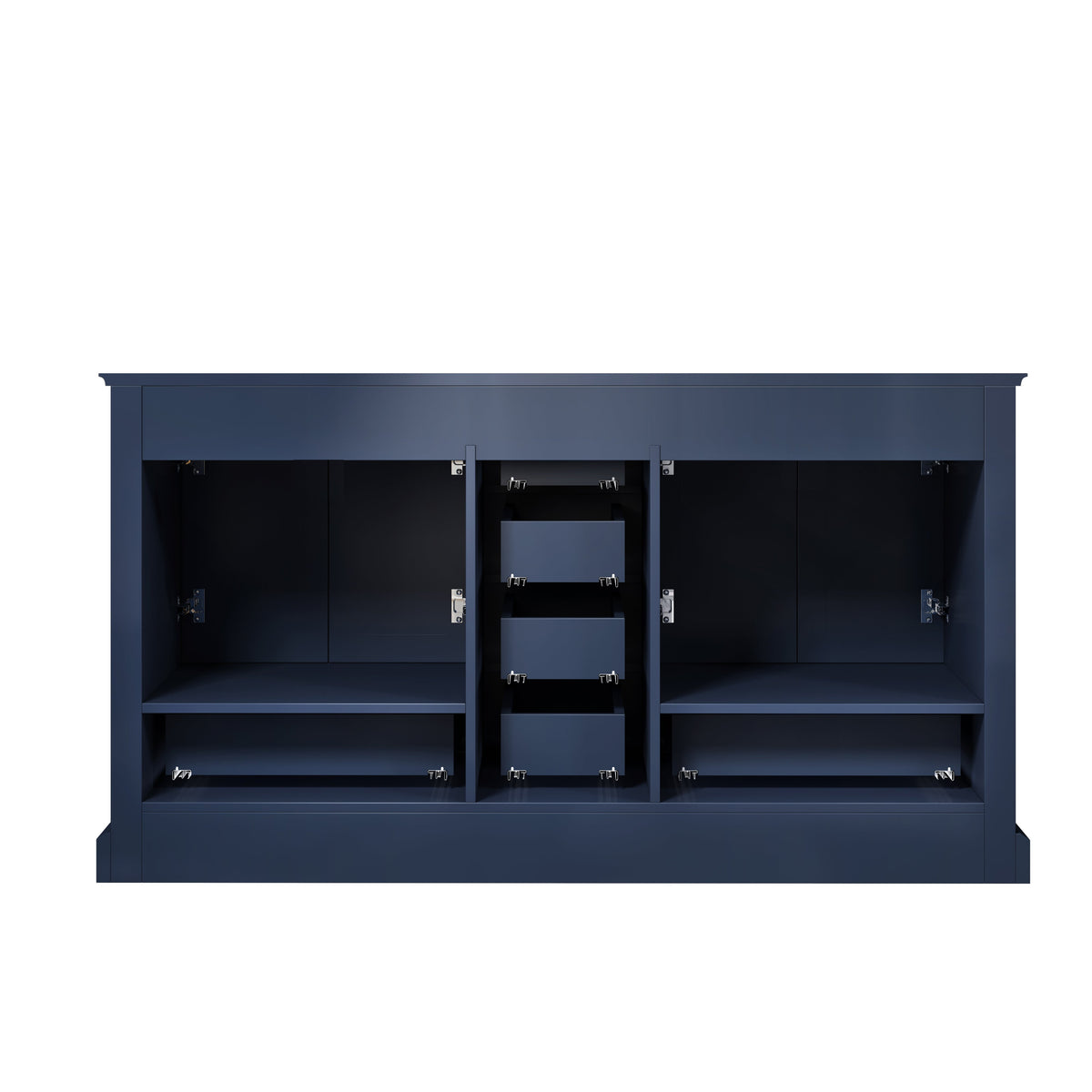 Lexora Dukes 60" Navy Blue Double Vanity, no Top and 58" Mirror LD342260DE00M58 - MyBBQDirect