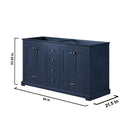 Lexora Dukes 60" Navy Blue Double Vanity, no Top and 58" Mirror LD342260DE00M58