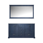 Lexora Dukes 60" Navy Blue Double Vanity, no Top and 58" Mirror LD342260DE00M58 - MyBBQDirect