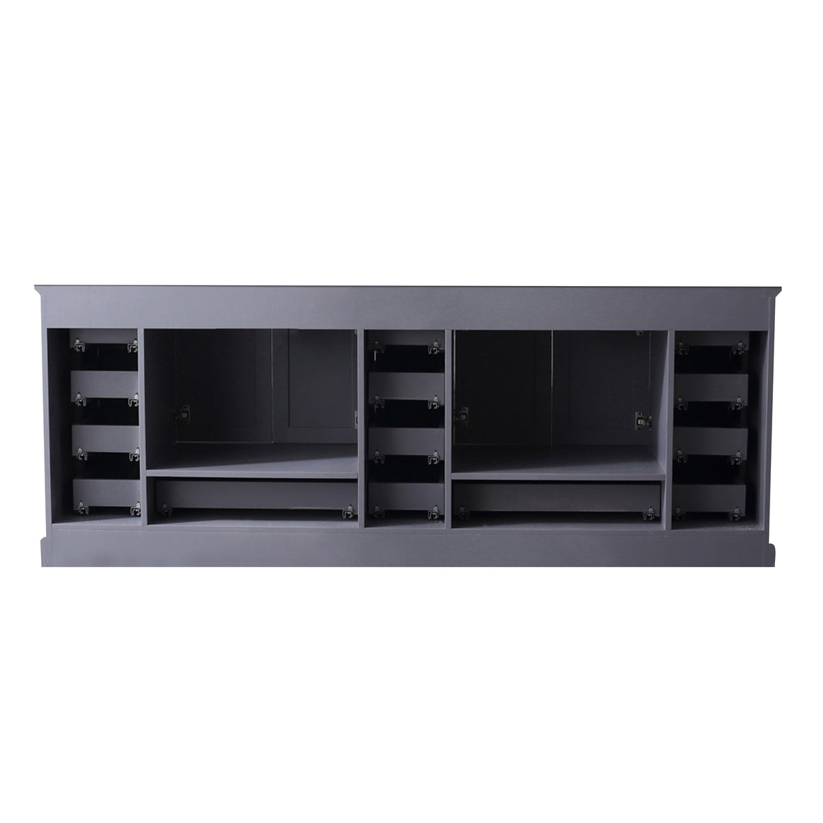 Lexora Dukes 84" Dark Grey Double Vanity, no Top and 34" Mirrors LD342284DB00M34 - MyBBQDirect