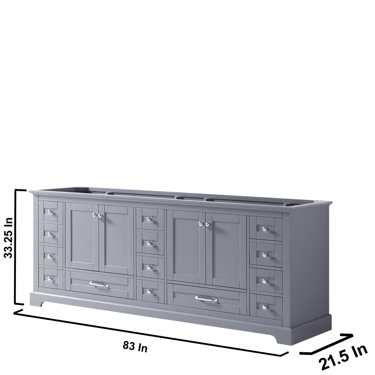 Lexora Dukes 84" Dark Grey Double Vanity, no Top and 34" Mirrors LD342284DB00M34 - MyBBQDirect