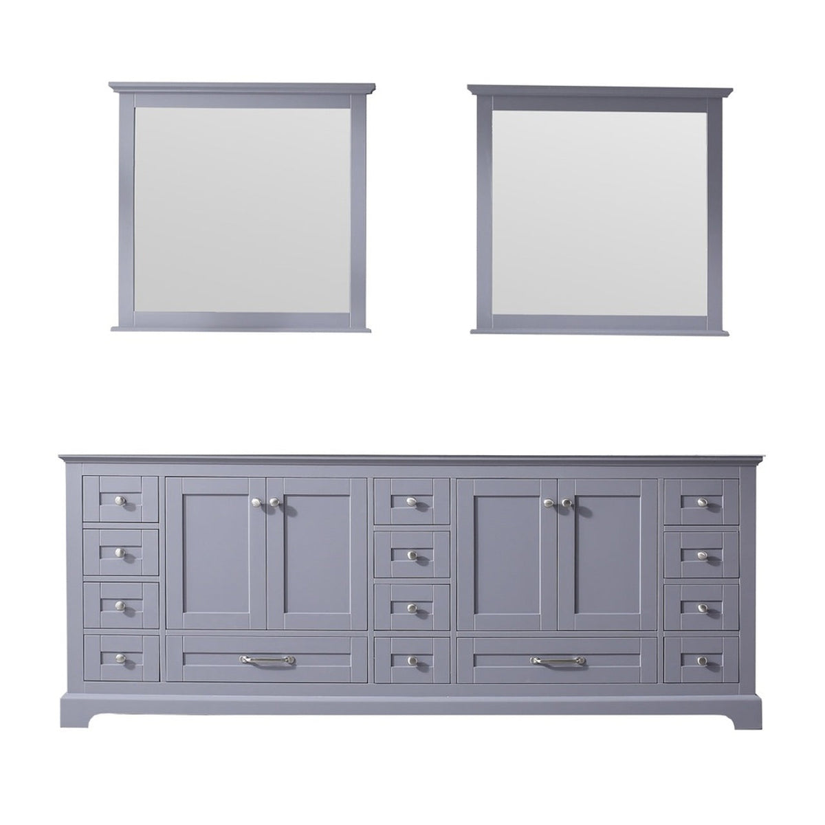 Lexora Dukes 84" Dark Grey Double Vanity, no Top and 34" Mirrors LD342284DB00M34 - MyBBQDirect