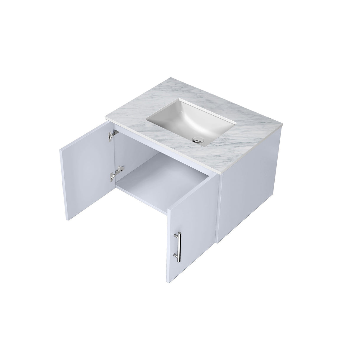 Lexora Geneva 30" Glossy White Single Vanity, White Carrara Marble Top, White Square Sink and no Mirror LG192230DMDS000 - MyBBQDirect