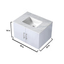 Lexora Geneva 30" Glossy White Single Vanity, White Carrara Marble Top, White Square Sink and no Mirror LG192230DMDS000 - MyBBQDirect