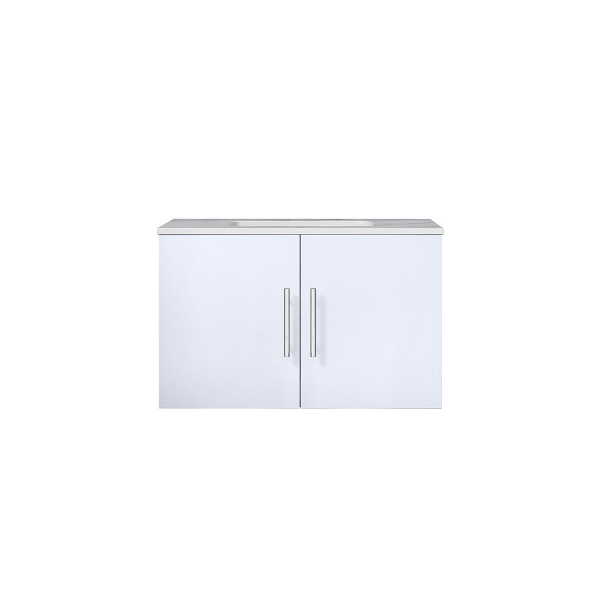 Lexora Geneva 30" Glossy White Single Vanity, White Carrara Marble Top, White Square Sink and no Mirror LG192230DMDS000 - MyBBQDirect